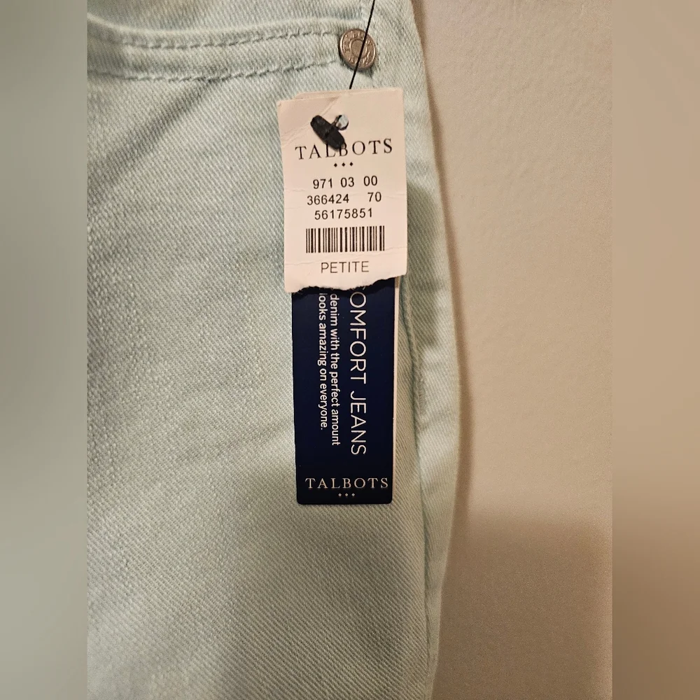 Talbots Simply Flattering Straight Leg Crop Jeans Slimming Mint Womens Sz 4P NWT
